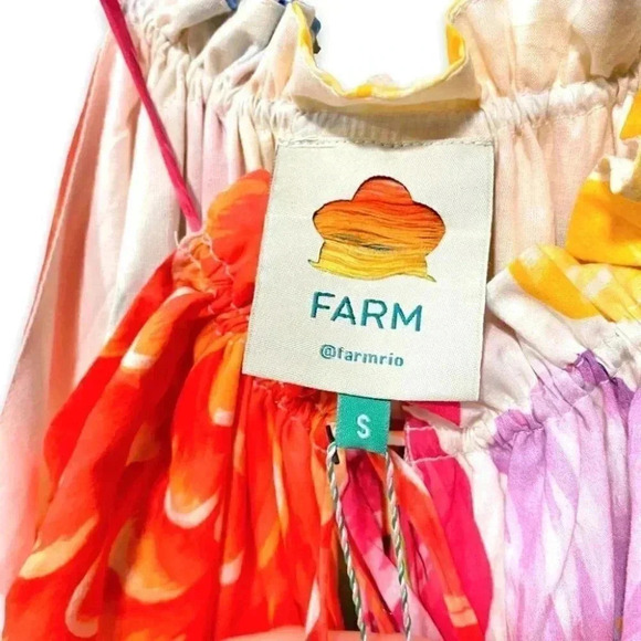 NWT Farm Rio White Mixed Prints Tiered Maxi Dress Tropical Cotton Size Small - Picture 12 of 13